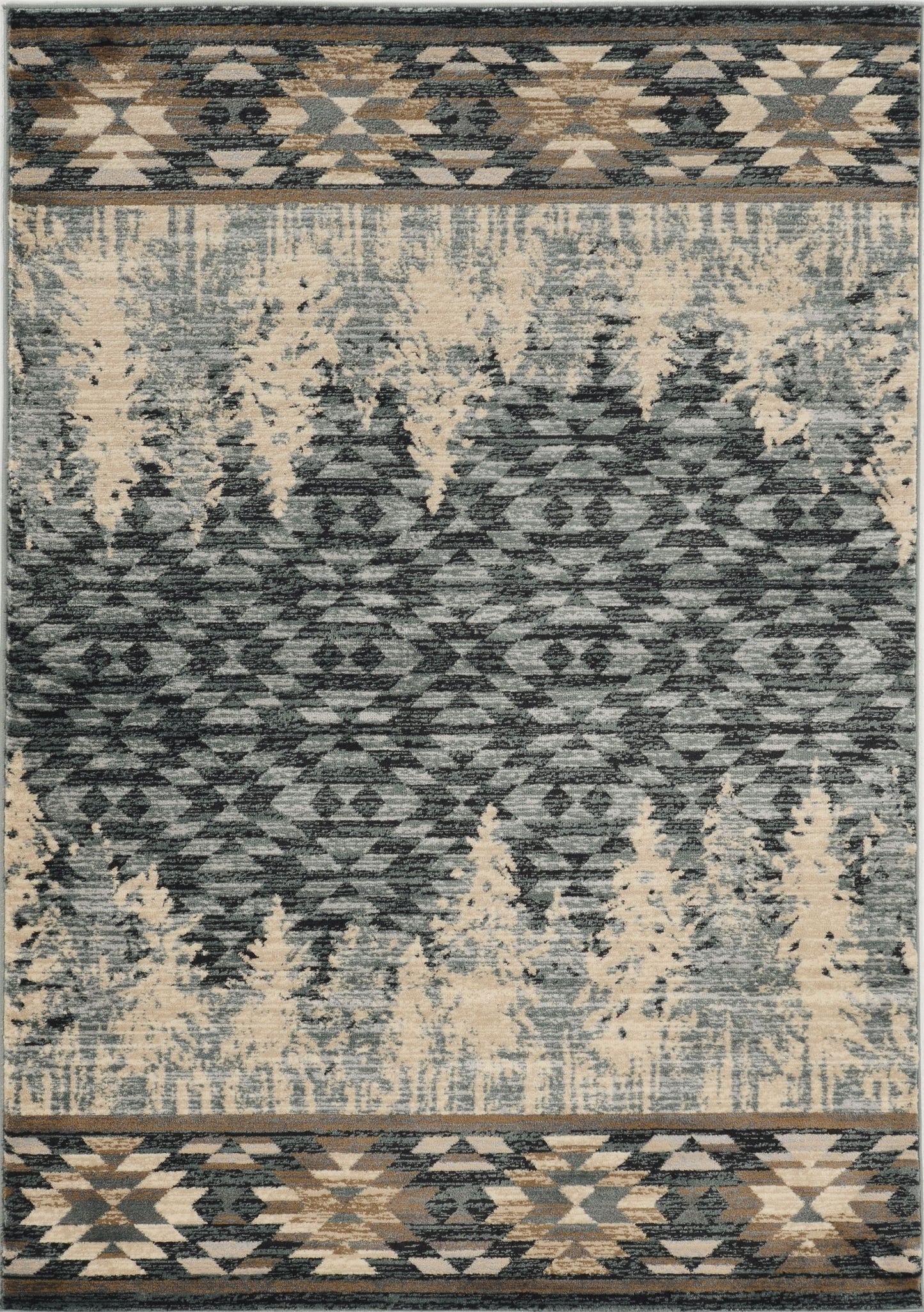 3' X 5' Slate Blue Southwestern Area Rug