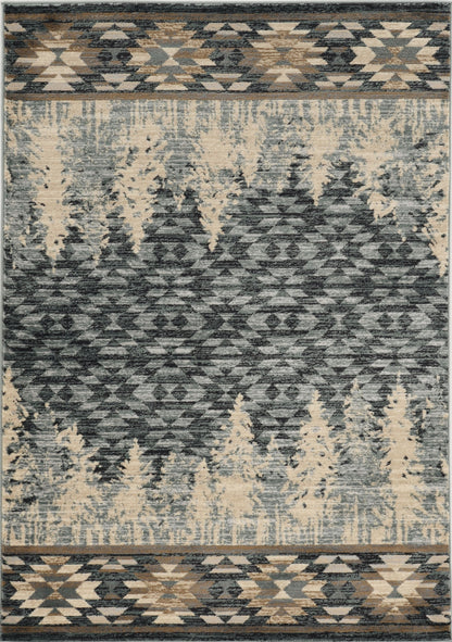 7' Slate Blue Woodland Lodge Runner Rug