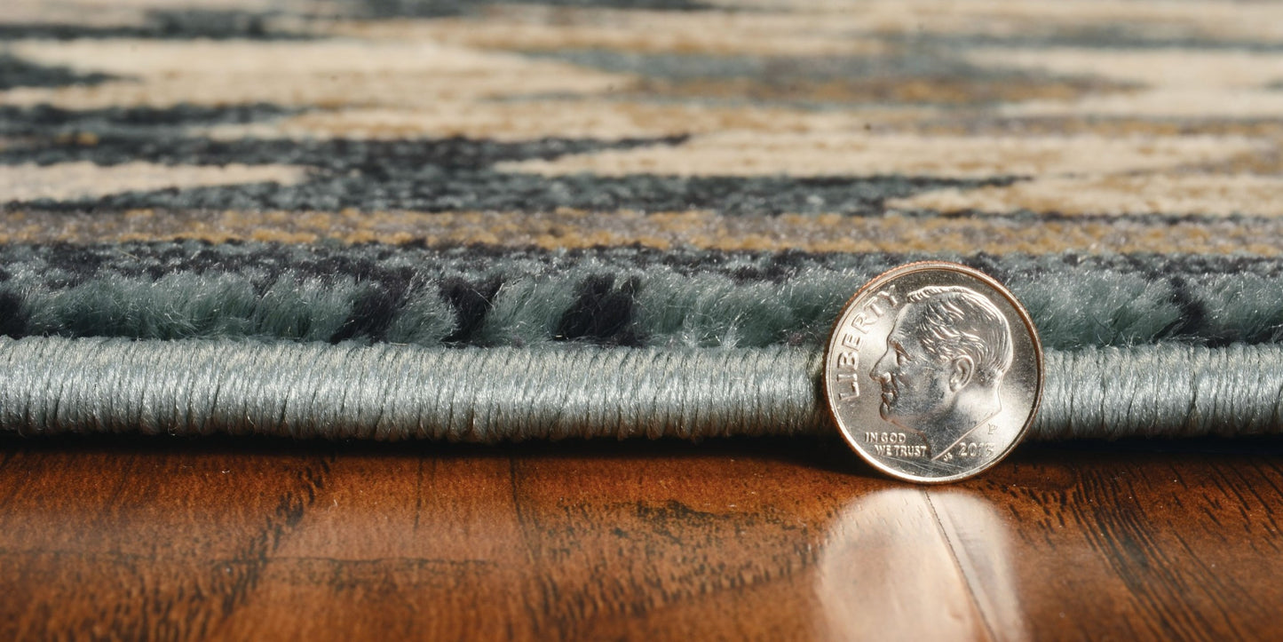 7' Slate Blue Woodland Lodge Runner Rug