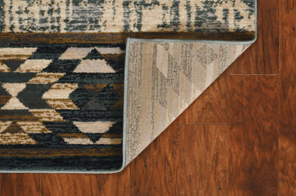 7' Slate Blue Woodland Lodge Runner Rug