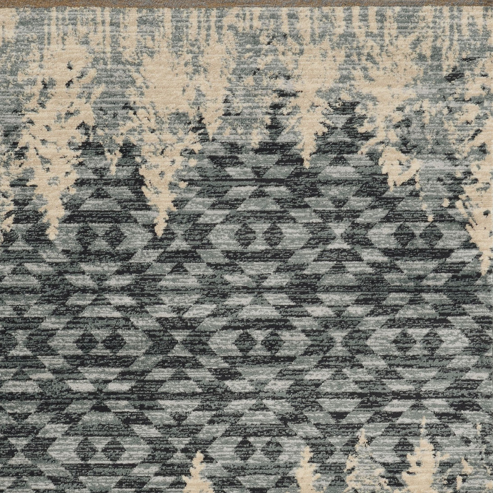 7' Slate Blue Woodland Lodge Runner Rug