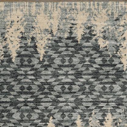 7' Slate Blue Woodland Lodge Runner Rug