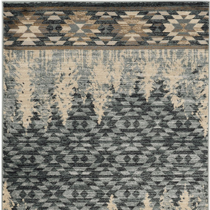 7' Slate Blue Woodland Lodge Runner Rug