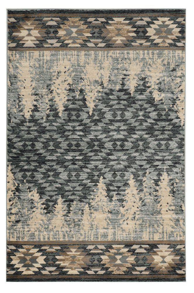 7' Slate Blue Woodland Lodge Runner Rug