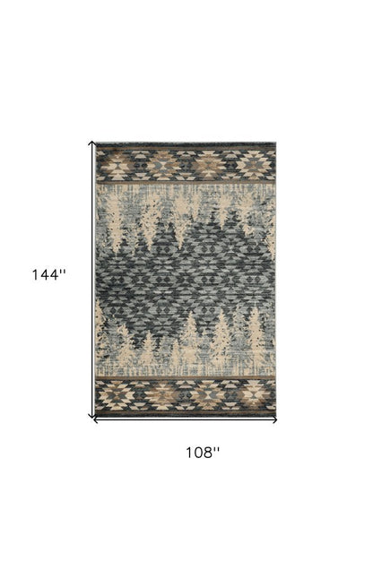 7' Slate Blue Woodland Lodge Runner Rug