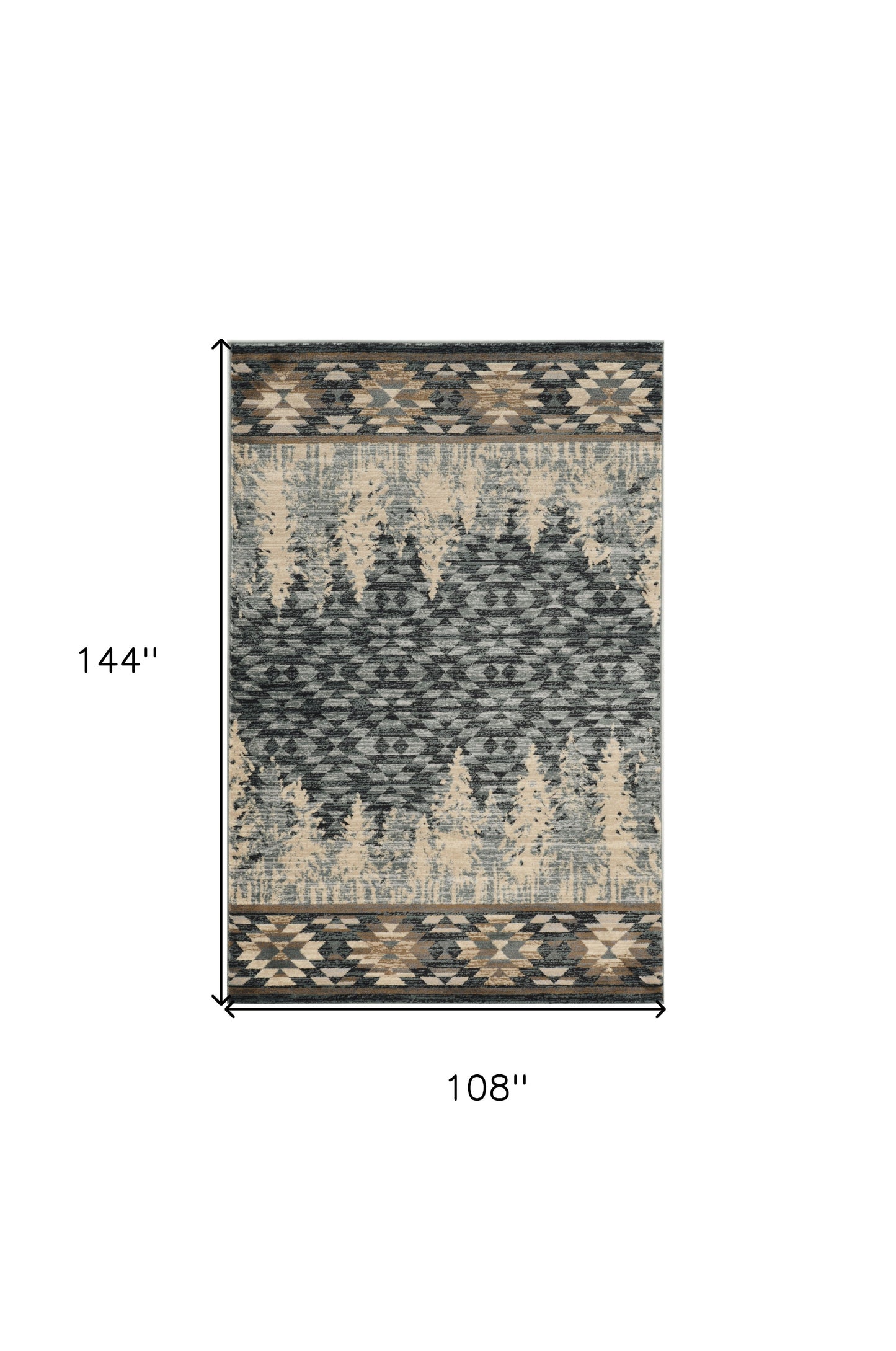 7' Slate Blue Woodland Lodge Runner Rug