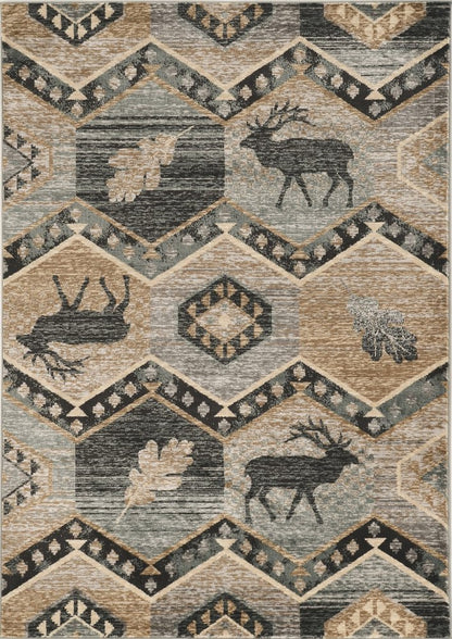 3' X 5' Charcoal Gray And Tan Woodland Lodge Area Rug