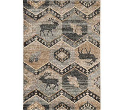 5' X 8' Seafoam Machine Woven Geometric Lodge Indoor Area Rug