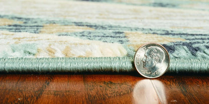 8' Charcoal Gray And Tan Woodland Lodge Runner Rug