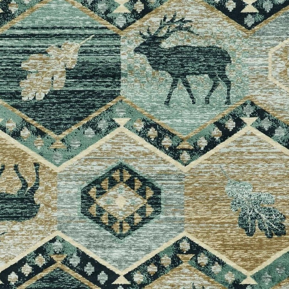 3' X 5' Charcoal Gray And Tan Woodland Lodge Area Rug