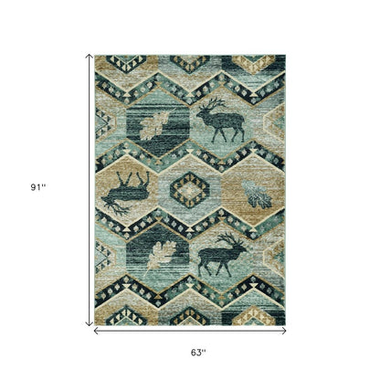 3' X 5' Charcoal Gray And Tan Woodland Lodge Area Rug