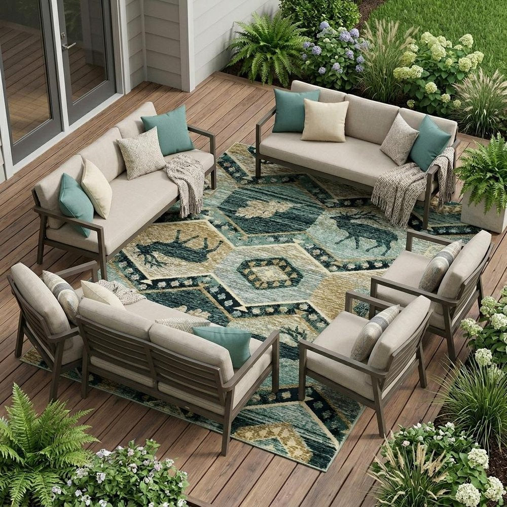 8' X 10' Seafoam Lodge Area Rug