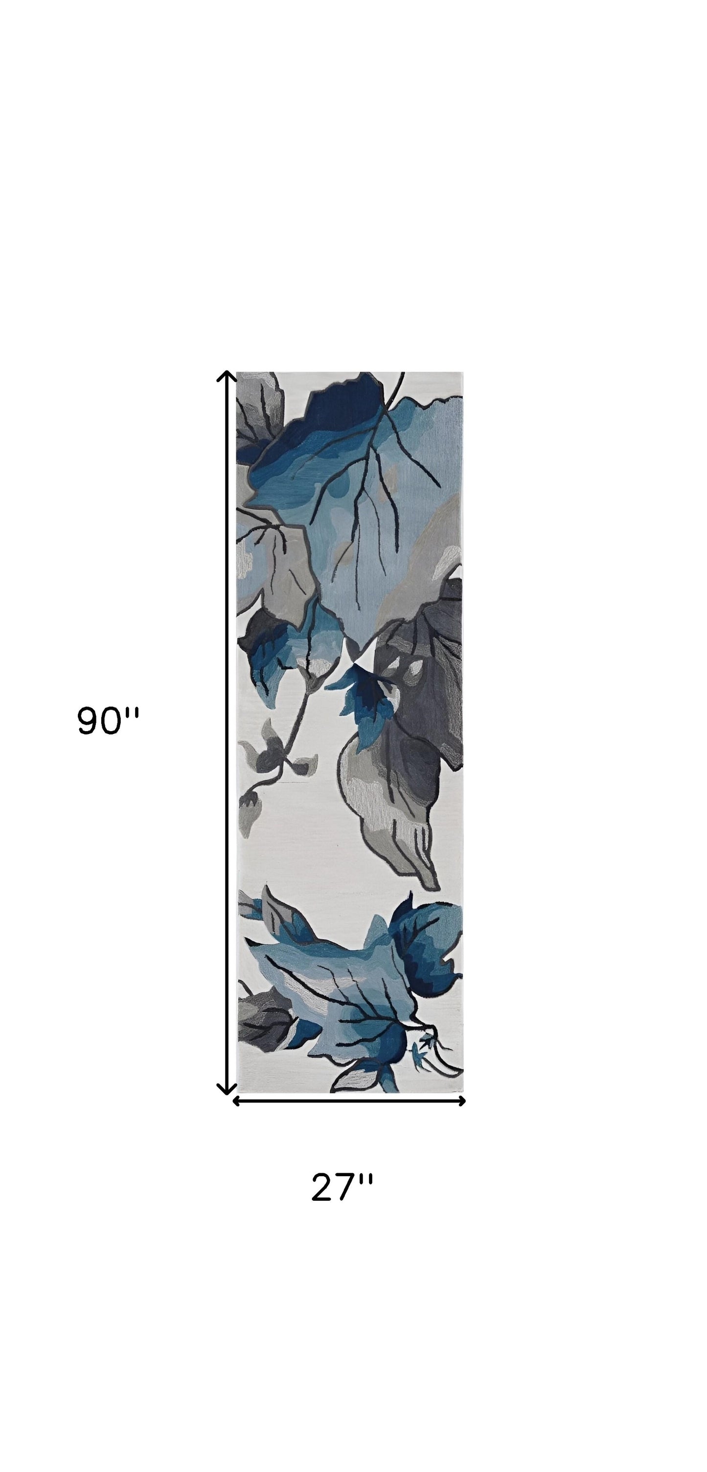 8' Ivory Blue Hand Tufted Oversized Floral Indoor Runner Rug