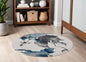 8' Ivory Blue Hand Tufted Oversized Floral Indoor Runner Rug