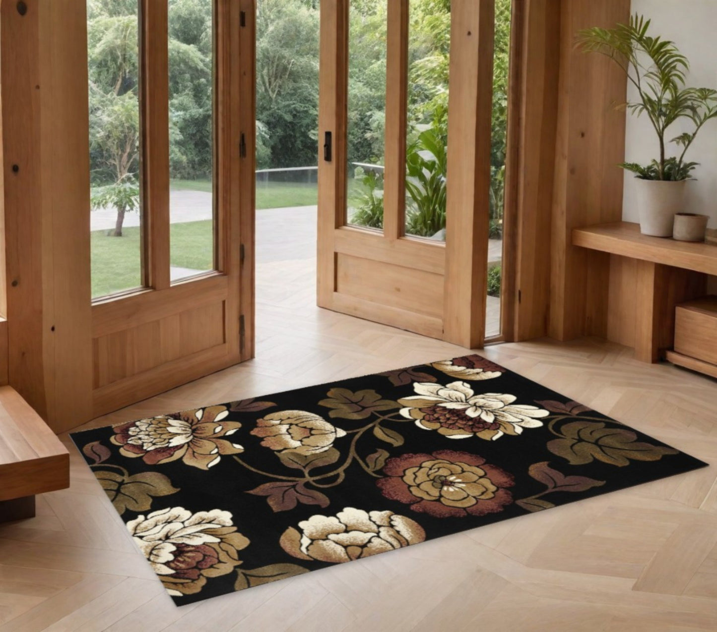 1' X 2' Black Polypropylene Area Rug