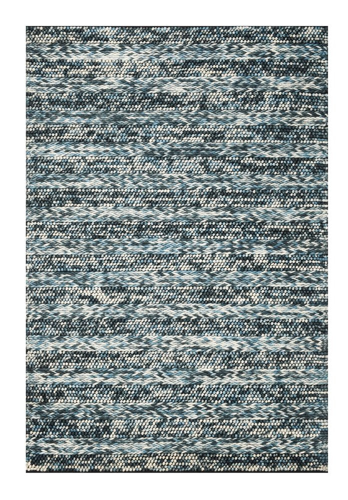 3' X 5' Ivory Blue And Gray Wool Striped Hand Woven Area Rug