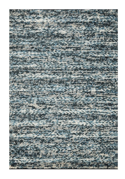3' X 5' Ivory Blue And Gray Wool Striped Hand Woven Area Rug