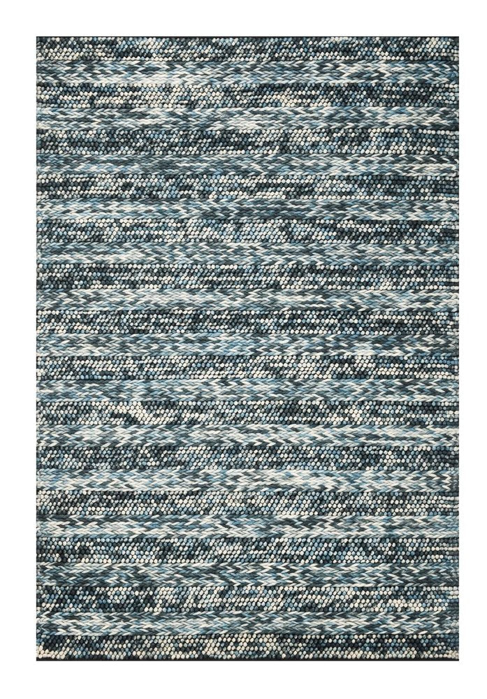 5' X 7' Ivory Blue And Gray Wool Striped Hand Woven Area Rug