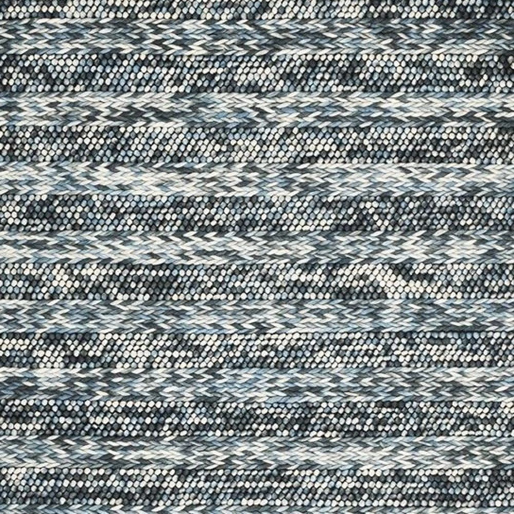 3' X 5' Ivory Blue And Gray Wool Striped Hand Woven Area Rug