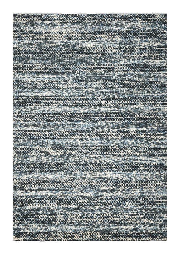 3' X 5' Ivory Blue And Gray Wool Striped Hand Woven Area Rug