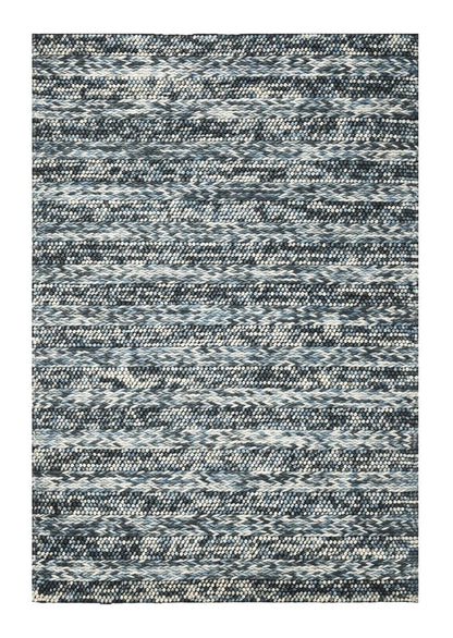 3' X 5' Ivory Blue And Gray Wool Striped Hand Woven Area Rug
