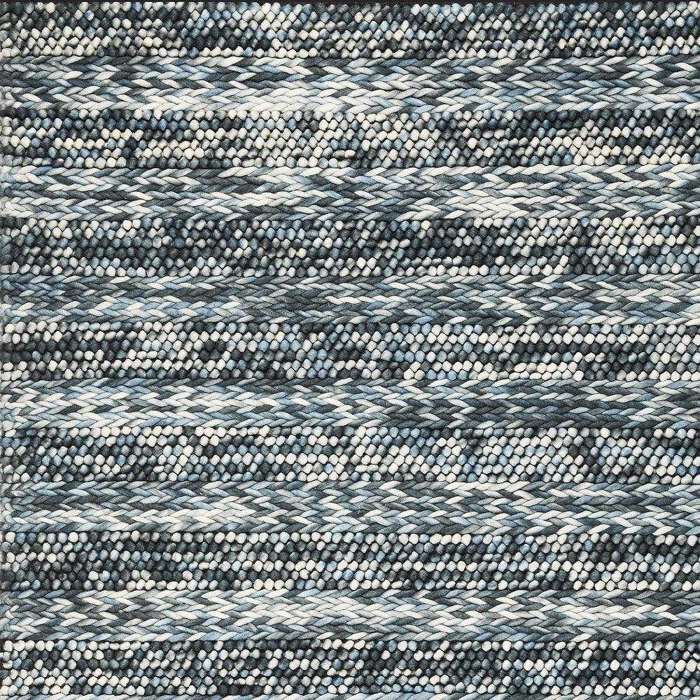 5' X 7' Ivory Blue And Gray Wool Striped Hand Woven Area Rug
