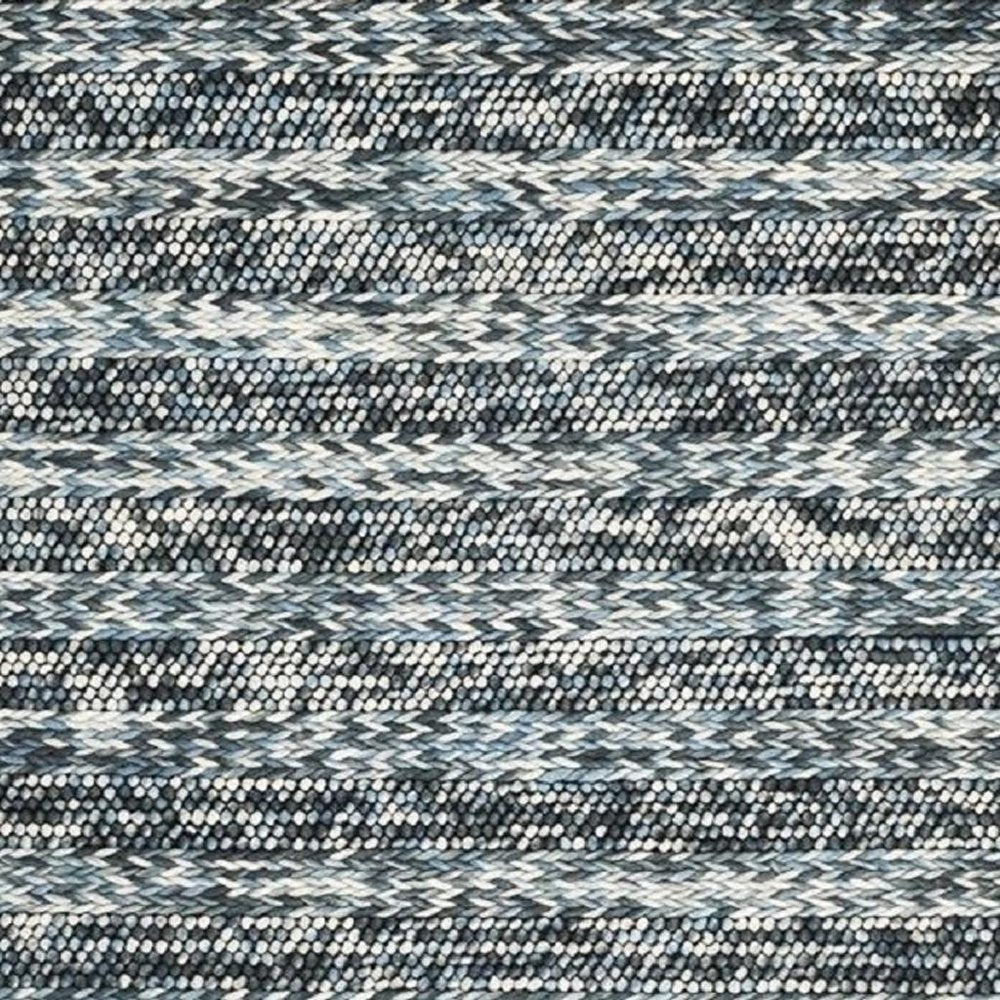 5' X 7' Ivory Blue And Gray Wool Striped Hand Woven Area Rug