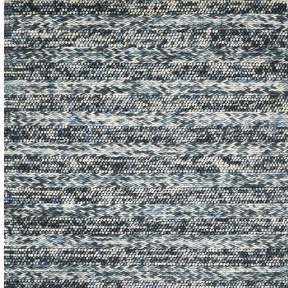 3' X 5' Ivory Blue And Gray Wool Striped Hand Woven Area Rug