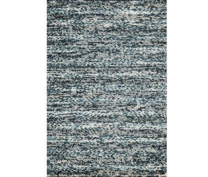 5' X 7' Ivory Blue And Gray Wool Striped Hand Woven Area Rug