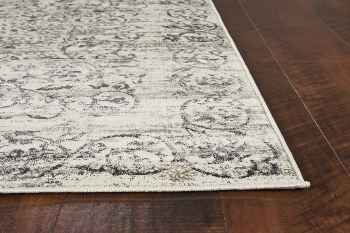 10' X 13' Gray and Ivory Floral Area Rug