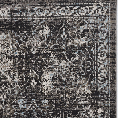 10' X 13' Black Damask Area Rug