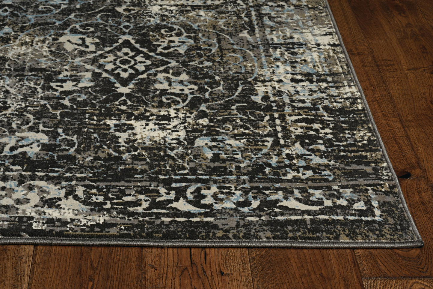 10' X 13' Black Damask Area Rug