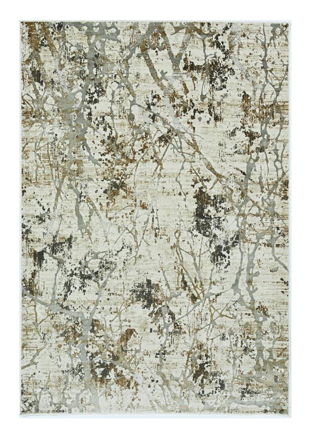 7' X 10' Gold and Ivory Abstract Area Rug