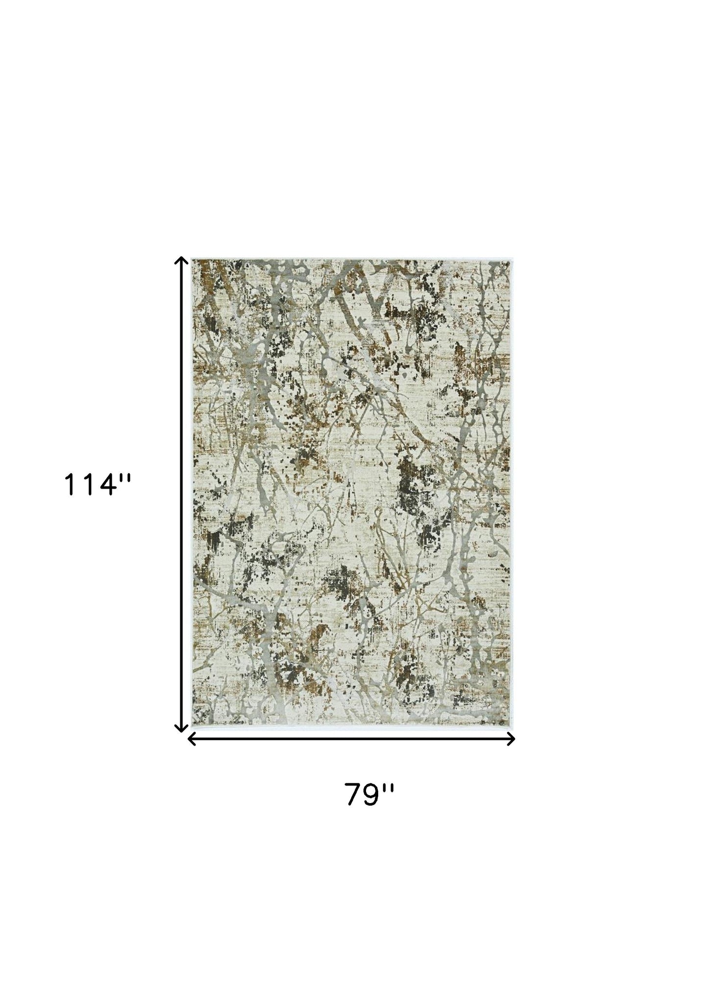 7' X 10' Gold and Ivory Abstract Area Rug