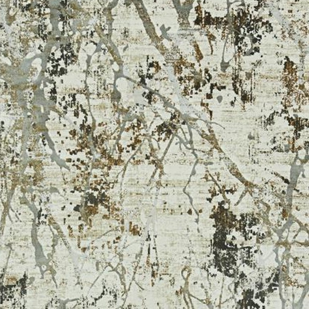 7' X 10' Gold and Ivory Abstract Area Rug