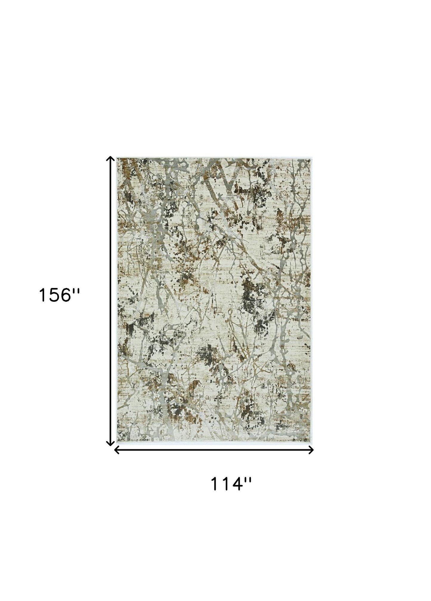 7' X 10' Gold and Ivory Abstract Area Rug