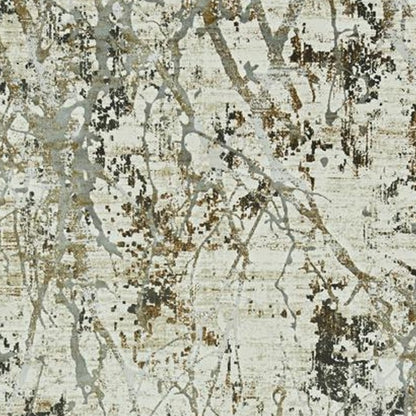 7' X 10' Gold and Ivory Abstract Area Rug