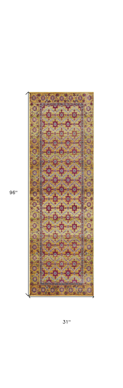 3' X 8' Gold Polypropylene Rug