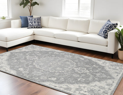 8' X 10' Gray Medallion Area Rug