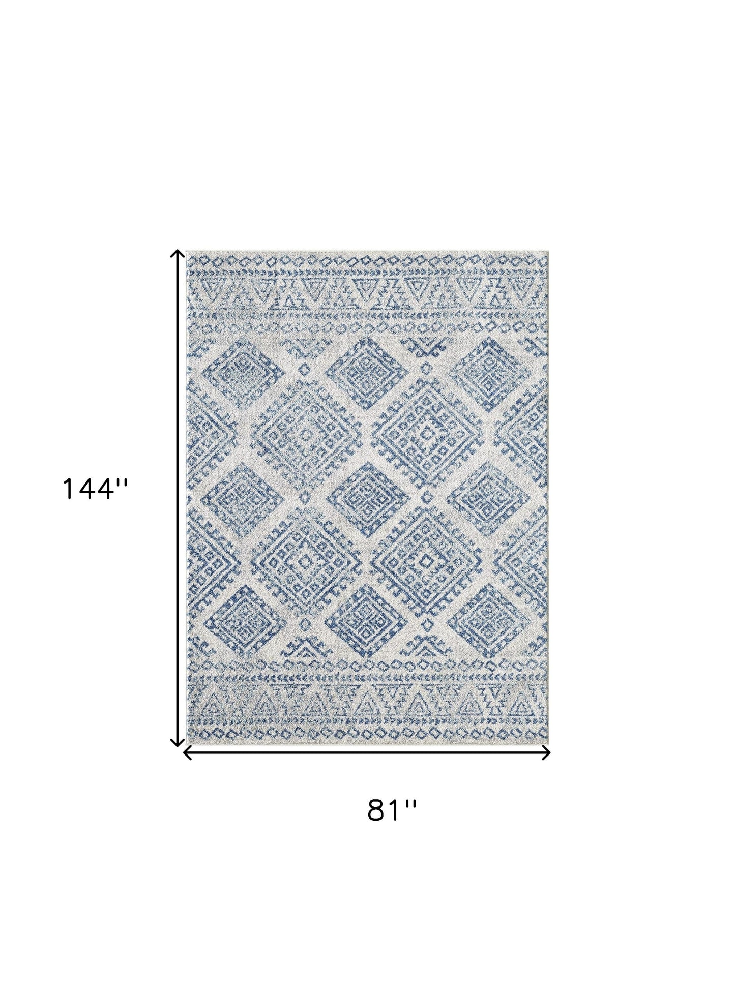 7' X 7' Ivory and Blue Runner Rug