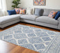 7' X 7' Ivory and Blue Runner Rug