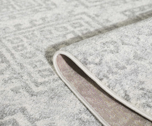 7' X 12' Gray and Ivory Geometric Area Rug