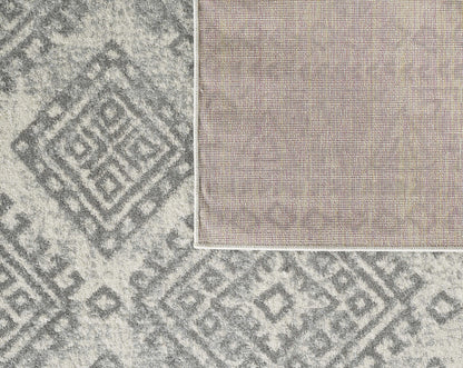 7' X 12' Gray and Ivory Geometric Area Rug