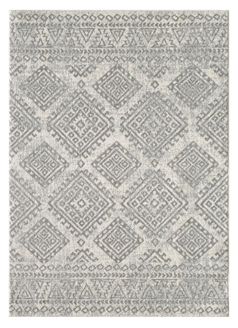 7' X 12' Gray and Ivory Geometric Area Rug