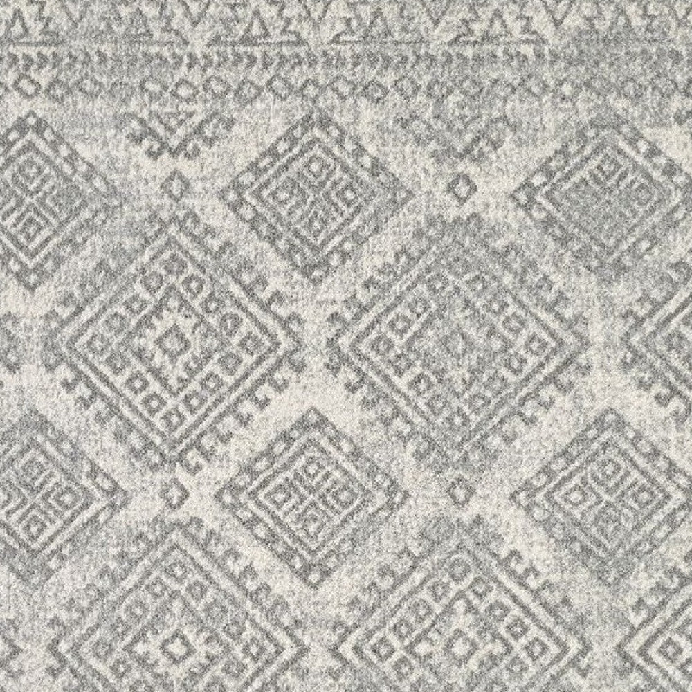 7' X 12' Gray and Ivory Geometric Area Rug