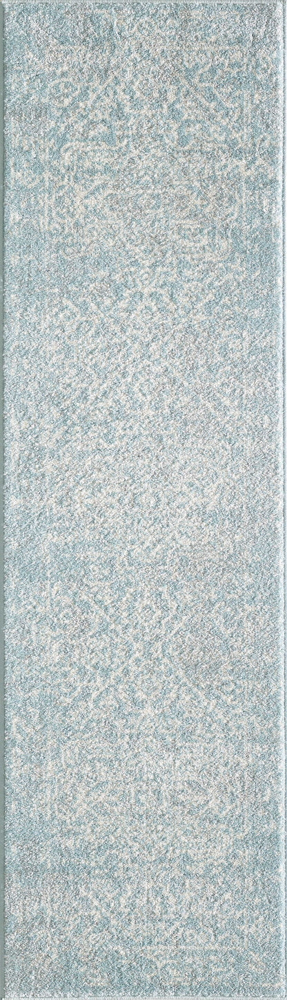 7' X 12' Blue and Ivory Area Rug