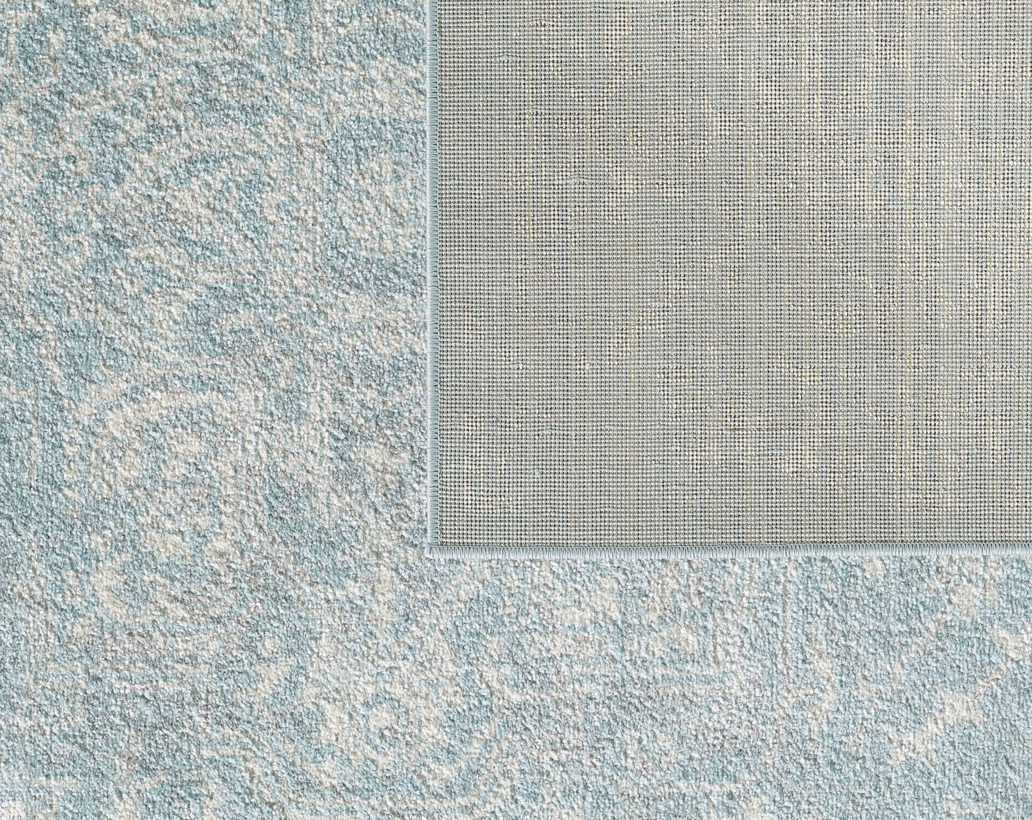 7' X 12' Blue and Ivory Area Rug