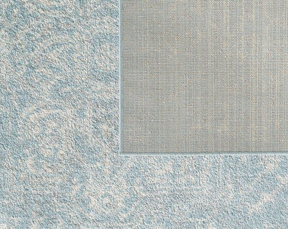 7' X 12' Blue and Ivory Area Rug