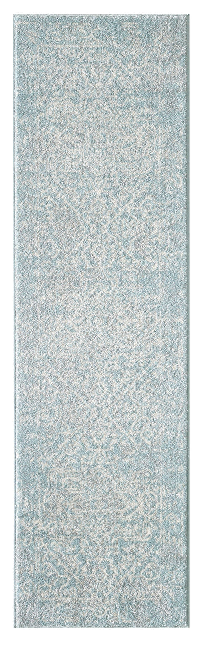 7' X 12' Blue and Ivory Area Rug