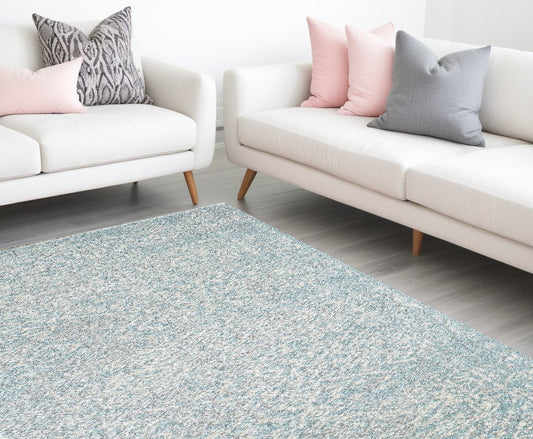 7' X 12' Blue and Ivory Area Rug